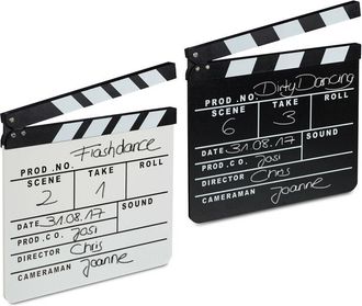 Relaxdays Relaxdays - Film Directors Clapperboard, Wood, Chalk Board Clapper, Dry Erase Slate, Hollywood, h x w: 26 x 30 cm