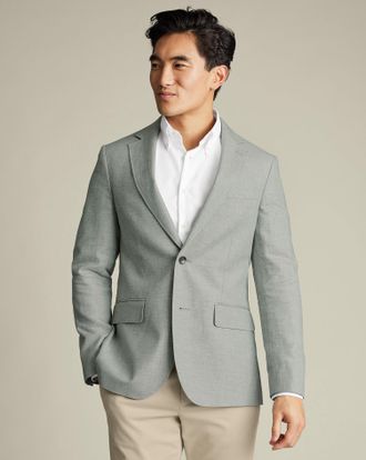 CHARLES TYRWHITT Linen Cotton Jacket - Sage Green Size 36R by Charles Tyrwhitt