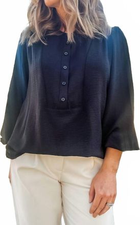 Tribal Long Sleeve With Folded Hem Blouse In Black