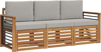 vidaXL Juegos De Sof&aacute;s 3 Uds. Gris Natural Y Claro Vidaxl