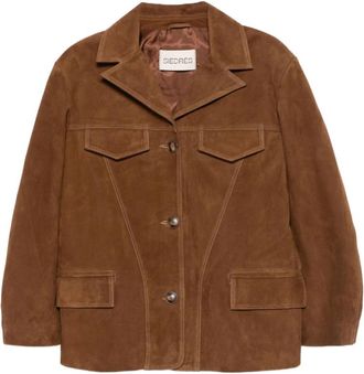 Siedres Bruin knoop buitenkleding met klepzakken - Dames - Leren en Su&egrave;de Jassen - Bruin - 2XS - Jassen