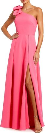 Mac Duggal Sleeveless Crepe Dress with Statement Bow and Thigh-High Slit in Candy Pink at Nordstrom, Size 10