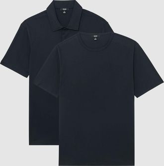 Reiss Navy Airwater-cotton T-shirt and Polo Shirt 2-Pack, Xxl