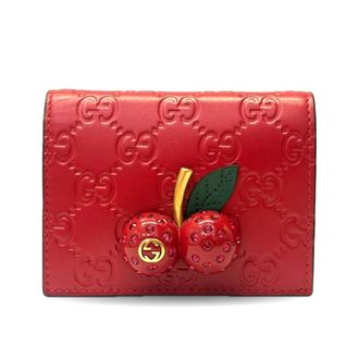 Gucci Cherry Red Red Color Leather Wallet (Bi-Fold) (Pre-Owned)