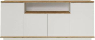 Dmora Aparador Dpas, Bufé de salón, Aparador de salón, Despensa de cocina, 180x45h75 cm, Roble y Blanco - Dmora