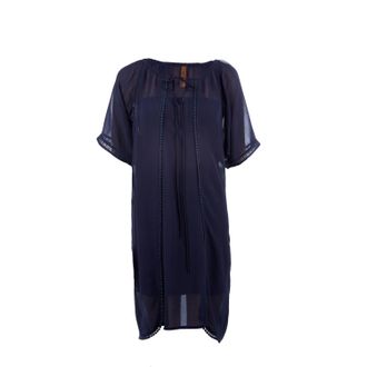 Móveis Conquista Womens Sheer Knee Length Navy Blue Dress - Size EU 40 (Womens)