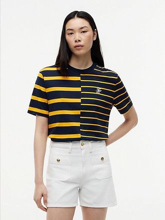 Tommy Hilfiger Camiseta de rayas mixtas con cuello redondo