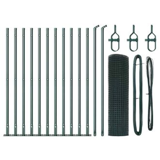 Berkfield Home Welded Wire Fence with 13 Flanged Posts Green 0.4x25 m Steel
