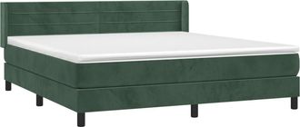 vidaXL Cama Box Spring Con Colch&oacute;n Terciopelo Verde Oscuro 160x200 Cm Vidaxl