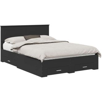 vidaXL Bed Frame with Headboard Black 140 x 190 cm Engineered Wood vidaXL
