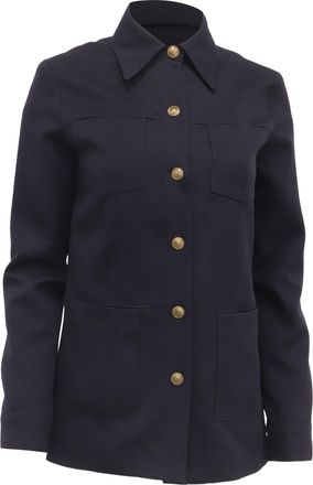 Nili Lotan Nili Lotan Marine Button-Down Jacket in Navy Blue Wool
