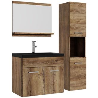 Badplaats Mobile da bagno Montreal 60cm Rovere Marrone - armadio mobiletto lavabo Nero