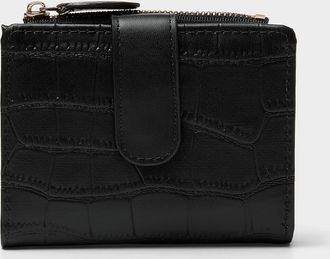 Simons Womens Croc-texture bifold mini wallet