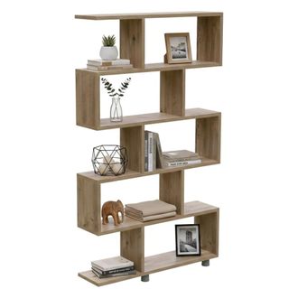 Dmora Dmora - Estante Para Libros Dmarasch, Estante De Oficina, Porta Libros M&oacute;vil, Biblioteca, 90x20h156 Cm, Roble