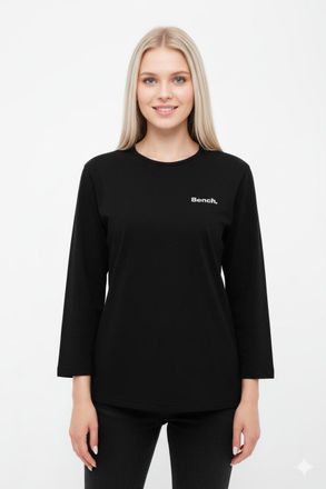 Bench 3/4-Arm-Shirt BENCH. ROMILEY, Damen, Gr. 36, schwarz, Jersey, Obermaterial: 100% Baumwolle, unifarben, h&uuml;ftlang, Rundhals, Shirts 3/4-Arm-Shirt, taill