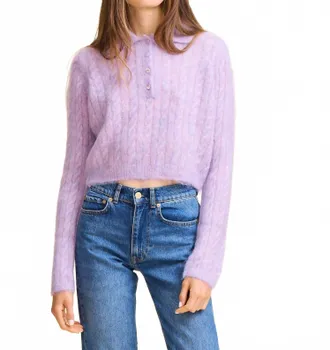 Mille Ingrid Henley Sweater In Lilac