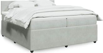 vidaXL Vidaxl - Cama Box Spring Con Colch&oacute;n Terciopelo Gris Claro 200x200 Cm