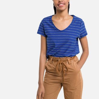 Pieces Gestreept T-shirt met V-hals