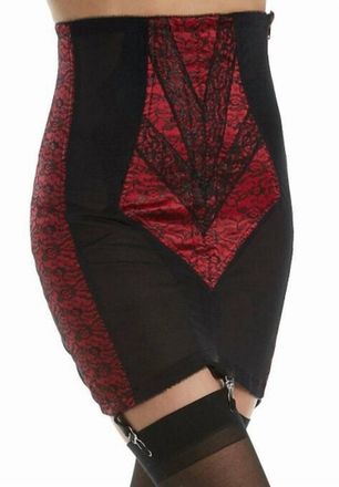 Rago High Waist Open Bottom Girdle With Zipper In Red / Black