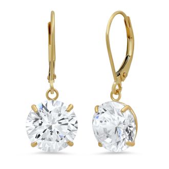 MAX + STONE 14k Gold Leverback 10mm Cubic Zirconia Dangle Earrings