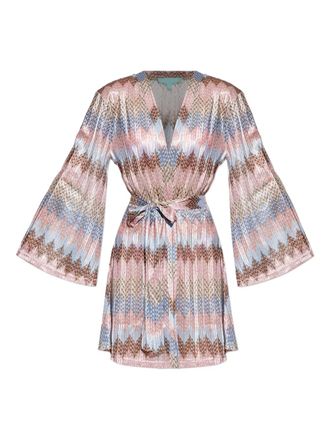 Melissa Odabash Anna jurk met zigzag-streep en ceintuur - Roze