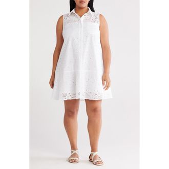 Universal Standard Cotton Eyelet Sleeveless Shirtdress in White at Nordstrom Rack, Size Xl (26W-28W)