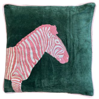 Les-Ottomans Embroidered Velvet Cushion Giraffe