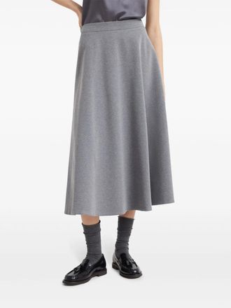 Brunello Cucinelli Flared Cotton-Blend Skirt - Gray