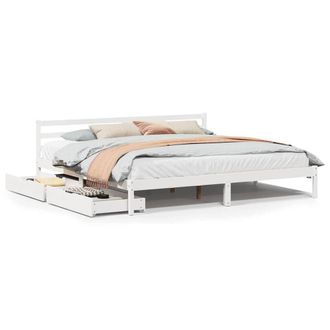 Berkfield Home Bed Frame without Mattress White 180x200 cm Super King Solid Wood Pine