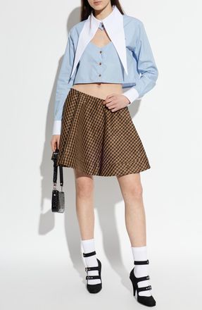 Vivienne Westwood Short Shirt With Decorative Neckline, Womens, Light Blue