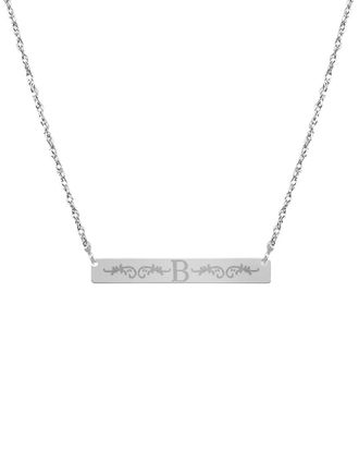 Jane Basch Silver Engraved Initial Bar Necklace