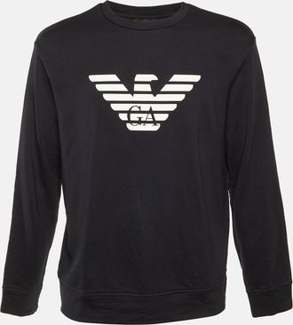 Emporio Armani Black Logo Detail Modal & Cotton Knit Sweatshirt