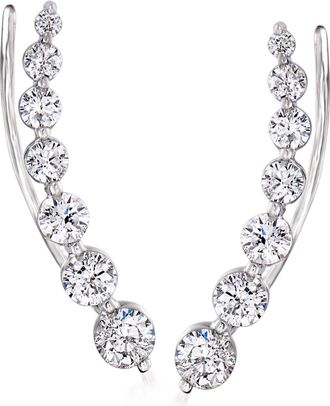 Ross-Simons Diamond Ear Climbers in 14kt White Gold
