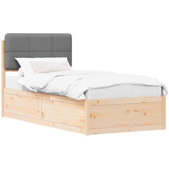 vidaXL Estructura De Cama Con Cabecera Tapizada Gris Claro 90 X 190 Cm Vidaxl