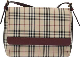 Burberry House Check Beige Canvas Shoulder Bag (Pre-Owned)