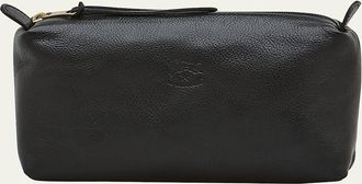 IL BISONTE Classic Zip Leather Cosmetic Bag