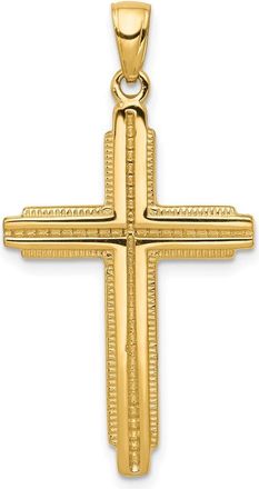 Diamond2Deal 14k Yellow Gold Textured Outline Cross Pendant