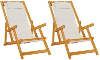 vidaXL Vidaxl - Silla De Playa Con Coj&iacute;n 2 Pcs Marr&oacute;n 61.5 X 123 X 82cm