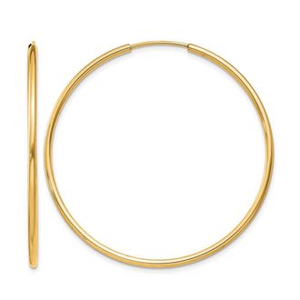 Diamond2Deal 14k Yellow Gold 1.50mm Polished Round Hoop Earrings 40 mm