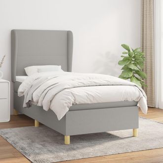 vidaXL Vidaxl - Cama Box Spring Con Colch&oacute;n Tela Gris Claro 100x200 Cm