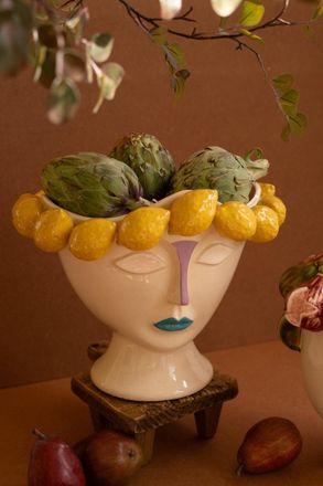 Kalalou Ceramic Head Vase With Lemons