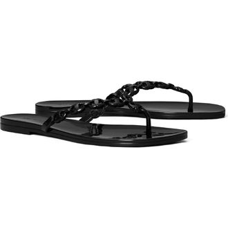 Tory Burch Gemini Link Jelly Flip Flop in Black at Nordstrom, Size 10