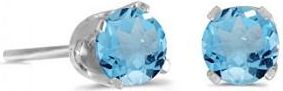 Allurez 1.12ct Blue Topaz Stud Earrings December Birthstone 14k White Gold