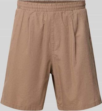 Review Loose Fit Shorts aus Baumwoll-Leinen-Mix in Taupe, Größe XXL