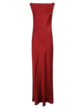 Antonelli Floor-Length Red Dress With Cowl Neckline And Sleek Silhouette