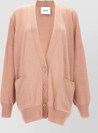 Nude wool oversized v-neck cardigan