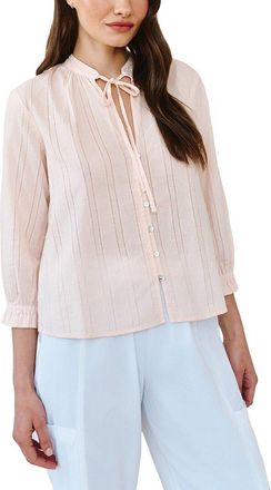 Bella Dahl 3/4-Sleeve Tie-Neck Blouse