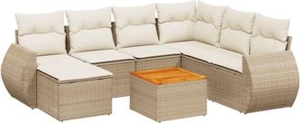 vidaXL Vidaxl - Juego De Sof&aacute;s De Jard&iacute;n Con Cojines Beige 8 Pzas Rat&aacute;n Pe