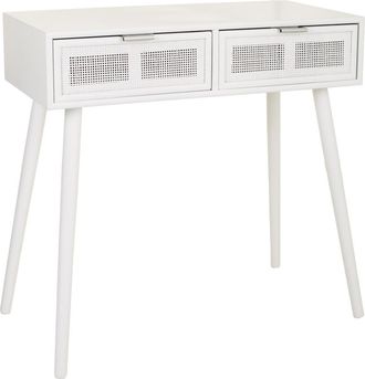 Wanderlust Deco Wanderlust Deco - Recibidor De Madera Y Rejilla Blanco 80x42x79
