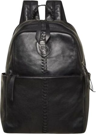 Blauer Leren Rugzak - unisex - Tassen - Zwart - Maat: ONE Size Leer